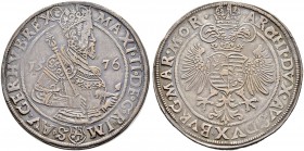 KAISER MAXIMILIAN II. 1564-1576 
 Münzstätte Joachimsthal 
 Taler 1576, Joachimsthal. Münzmeister Jörg Geitzköfler. 28.71 g. Dietiker 236. Donebauer...