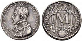 KAISER MAXIMILIAN II. 1564-1576 
 Medaillen Kaiser Maximilians II. 
 Silbergussmedaille o. J. Geharnischtes Brustbild mit Zackenkrone nach links. Rv...