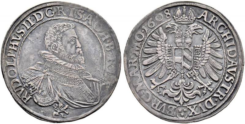 KAISER RUDOLF II. 1576-1612 
 Münzstätte Prag 
 Taler 1608, Prag. Münzmeister ...