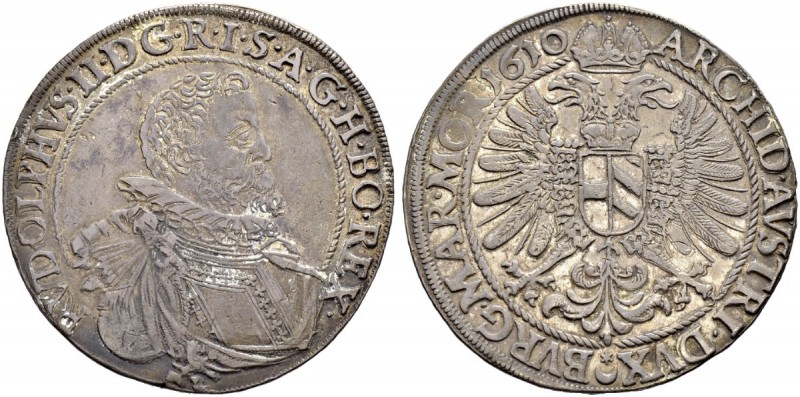 KAISER RUDOLF II. 1576-1612 
 Münzstätte Prag 
 Taler 1610, Prag. Münzmeister ...