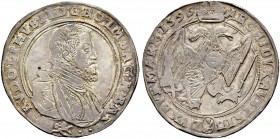 KAISER RUDOLF II. 1576-1612 
 Münzstätte Kuttenberg 
 Taler 1596, Kuttenberg. Münzmeister Wolf Herold von Aupa. 29.19 g. Dietiker 370. Donebauer 157...