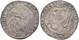 KAISER RUDOLF II. 1576-1612 
 Münzstätte Kuttenberg 
 Vierteltaler 1595, Kuttenberg. Münzmeister Wolf Herold von Aupa. 7.24 g. Dietiker 314. Donebau...