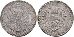 KAISER MATTHIAS, 1612-1619 
 Münzstätte Prag 
 Doppeltaler o. J., Prag. &quot;Doppelter Dreikaisertaler&quot;. 58.36 g. Dietiker 537. Donebauer 1891...