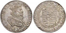 KAISER MATTHIAS, 1612-1619 
 Münzstätte Prag 
 Taler 1612, Prag. Münzmeister Benedikt Huebmer. 29.16 g. Dietiker 504. Donebauer 1899. Dav. 3058. Seh...