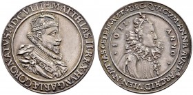 KAISER MATTHIAS, 1612-1619 
 Medaillen Kaiser Matthias‘ 
 Silbermedaille 1608/1611. Auf die ungarische Krönung und die Hochzeit mit Anna von Österre...
