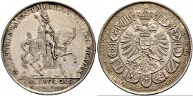 KAISER MATTHIAS, 1612-1619 
 Medaillen Kaiser Matthias‘ 
 Silbermedaille o. J. Auf eine spätere Huldigung für Kaiser Matthias. Stempel von Chr. Male...