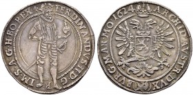 KAISER FERDINAND II. 1618-1637 
 Münzstätte Prag 
 Halbtaler 1624, Prag. Münzmeister Hans Suttner. 14.55 g. Dietiker 689. Donebauer 2201. Selten / R...