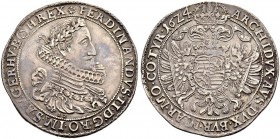 KAISER FERDINAND II. 1618-1637 
 Münzstätte Breslau 
 Taler 1624, Breslau. Münzmeister Balthasar Zwirner. 27.84 g. F.u.S. 138 (Neisse). Voglh. 126/I...