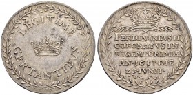 KAISER FERDINAND II. 1618-1637 
 Medaillen Kaiser Ferdinands II. 
 Silbermedaille 1617. &quot;Krönungstaler&quot;. Auf die böhmische Krönung in Prag...