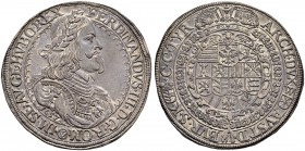 KAISER FERDINAND III. 1637-1657 
 Münzstätte Wien 
 Taler 1657, Wien. Münzmeister J. C. Richthausen. 29.26 g. Voglh. 206/VIII. Dav. 3184. Selten / R...