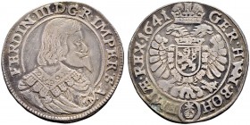 KAISER FERDINAND III. 1637-1657 
 Münzstätte Prag 
 Vierteltaler 1641, Prag. Münzmeister Jakob W. Wolker. 7.09 g. Dietiker 794. MzA p. 139. Sehr sel...