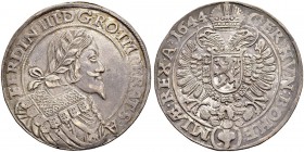 KAISER FERDINAND III. 1637-1657 
 Münzstätte Joachimsthal 
 Taler 1644, Joachimsthal. Münzmeister David Knobloch. 28.77 g. Dietiker 813. Voglh. 196/...