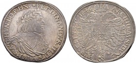 KAISER FERDINAND III. 1637-1657 
 Münzstätte Brünn 
 Taler 1646, Brünn. Münzmeister J. C. Richthausen. 28.59 g. Voglh. 191/I. Dav. 1639. Sehr selten...