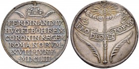 KAISER FERDINAND III. 1637-1657 
 Medaillen Kaiser Ferdinands III. 
 Silbermedaille 1653. &quot;Halber Schautaler&quot; auf die Krönung zum römische...