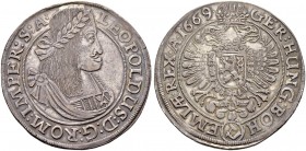 KAISER LEOPOLD I. 1657-1705 
 Münzstätte Kuttenberg 
 Taler 1669, Kuttenberg. Münzmeister Gregor Hackl. 29.23 g. Dietiker 898. Herinek 663. Dav. 328...