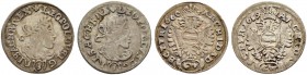 KAISER LEOPOLD I. 1657-1705 
 Münzstätte Glatz 
 3 Kreuzer 1659 und 1660, Glatz. Münzpächter Georg Werner. F.u.S. 2903, 2905. Herinek 1548, 1549. Se...