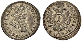 KAISER LEOPOLD I. 1657-1705 
 Münzstätte Oppeln 
 Kreuzer 1695, Oppeln. Schlesische Landmünze. 0.93 g. F.u.S. 688. Herinek 1795. Vorzüglich / Extrem...