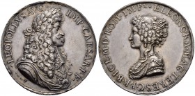KAISER LEOPOLD I. 1657-1705 
 Medaillen Kaiser Leopolds I. 
 Silbermedaille o. J. (1676). Auf die Hochzeit des Kaisers mit Eleonore Magdalene Theres...