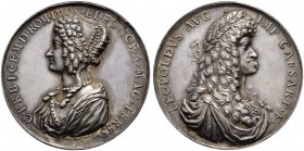 KAISER LEOPOLD I. 1657-1705 
 Medaillen Kaiser Leopolds I. 
 Silbermedaille o. J. (1676). Auf die Hochzeit des Kaisers mit Eleonore Magdalene Theres...