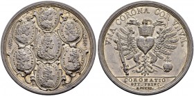 KAISER KARL VI. 1711-1740 
 Medaillen Kaiser Karls VI. 
 Silbermedaille 1711. Auf die Kaiserkrönung Karls VI. in Frankfurt. Unsignierter Stempel von...
