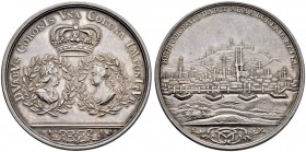 KAISER KARL VI. 1711-1740 
 Medaillen Kaiser Karls VI. 
 Silbermedaille 1723. Auf die böhmische Krönung des Kaiserpaares zu Prag. Beider Büsten gege...