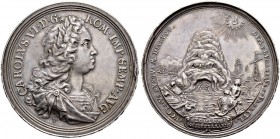 KAISER KARL VI. 1711-1740 
 Medaillen Kaiser Karls VI. 
 Silbermedaille 1725. Auf das 100jährige Bestehen des Innerberger Bergwerksvereins. Stempel ...