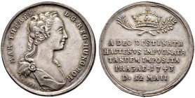 KAISERIN MARIA THERESIA, 1740-1780 
 Medaillen Kaiserin Maria Theresias 
 Silbermedaille 1743. Auf ihre böhmische Krönung am 12. Mai 1743 in Prag. S...