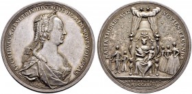 KAISERIN MARIA THERESIA, 1740-1780 
 Medaillen Kaiserin Maria Theresias 
 Silbermedaille 1747. Auf die Geburt des Erzherzogs Leopold (der spätere Ka...