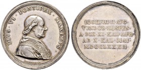 KAISER JOSEPH II. 1765-1790 
 Medaillen Kaiser Josephs I. 
 Silbermedaille 1782. Auf den Besuch des Papstes Pius VI. in Wien. Stempel von I. Donner....