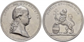 KAISER LEOPOLD II. 1790-1792 
 Medaillen Kaiser Leopolds II. 
 Silbermedaille o. J. (1791). Auf die ungarische Krönung in Pressburg. Stempel von I. ...