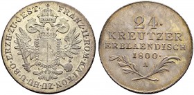 KAISER FRANZ II. (I.), 1792-1835 
 Münzstätte Wien 
 24 Kreuzer 1800, Wien. 9.63 g. Herinek 625. J. 115. Gutes vorzüglich / Good extremely fine.