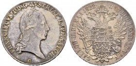 KAISER FRANZ II. (I.), 1792-1835 
 Münzstätte Prag 
 Taler 1822, Prag. 28.07 g. Dietiker 1148. Herinek 320. Dav. 7. Vorzüglich / Extremely fine.