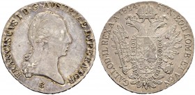 KAISER FRANZ II. (I.), 1792-1835 
 Münzstätte Prag 
 Halbtaler 1824, Prag. 14.01 g. Dietiker 1143. Herinek 422. Selten / Rare. Kl. Kratzer / Scratch...