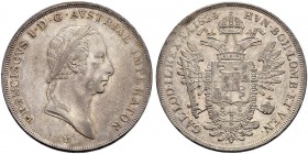 KAISER FRANZ II. (I.), 1792-1835 
 Münzstätte Venedig 
 Scudo 1824, Venedig. 25.98 g. Herinek 552. J. 228. Dav. 8. Vorzüglich / Extremely fine.