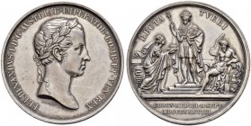 KAISER FERDINAND I. 1835-1848 
 Medaillen Kaiser Ferdinands I. 
 Silbermedaille 1838. Auf die Krönung in Mailand, Stempel von Roth. Belorbeerter Kop...
