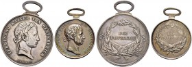 KAISER FERDINAND I. 1835-1848 
 Medaillen Kaiser Ferdinands I. 
 Diverse Medaillen. Grosse und kleine Silbermedaille o. J. Auf die Tapferkeit. Stemp...