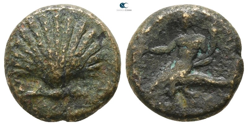 Calabria. Tarentum circa 275-200 BC. 
Bronze Æ

13 mm., 2.88 g.



nearly...