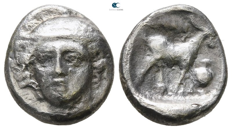 Thrace. Ainos 405-357 BC. 
Tetrobol AR

13 mm., 2.14 g.



fine