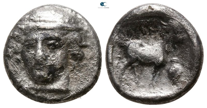 Thrace. Ainos 402-361 BC. 
Tetrobol AR

13 mm., 1.99 g.



fine
