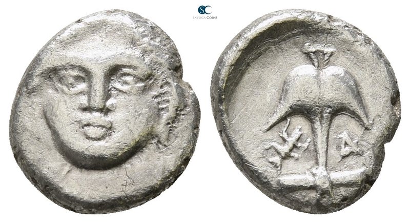 Thrace. Apollonia Pontica circa 450-350 BC. 
Diobol AR

10 mm., 1.10 g.


...