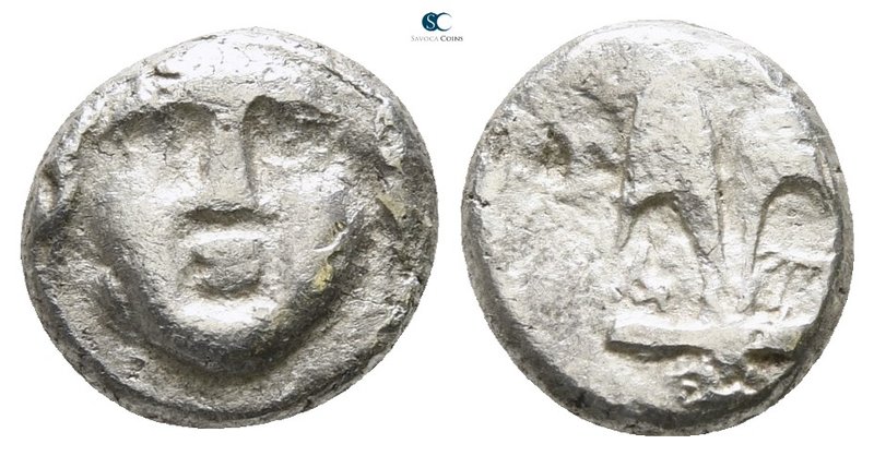 Thrace. Apollonia Pontica circa 320-300 BC. 
Diobol AR (?)

9 mm., 0.76 g.
...