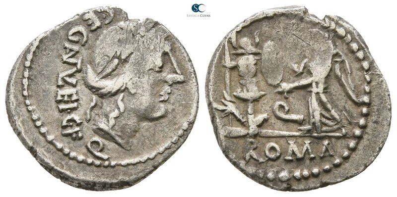 C. Egnatuleius C.f. 97 BC. Rome
Quinarius AR

16 mm., 1.81 g.



very fin...