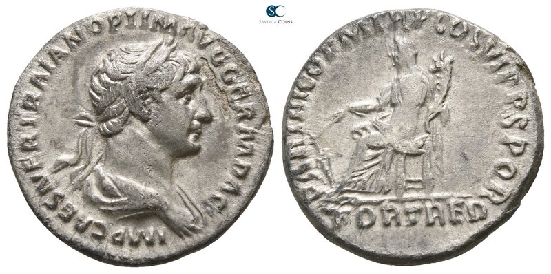 Trajan AD 98-117. Rome
Denarius AR

17 mm., 2.56 g.



very fine