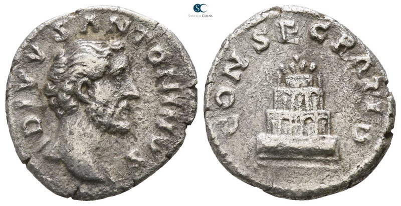 Divus Antoninus Pius AD 161. Rome
Denarius AR

17 mm., 3.02 g.



very fi...