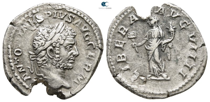 Caracalla AD 198-217. Rome
Denarius AR

19 mm., 3.23 g.



very fine, bro...