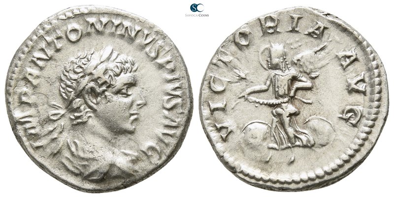 Elagabalus AD 218-222. Rome
Denarius AR

18 mm., 2.91 g.



very fine