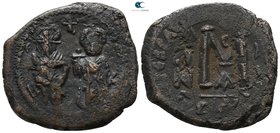 Heraclius with Heraclius Constantine AD 610-641. Byzantine. Follis Æ