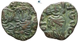 Constantine V Copronymus, with Leo IV and Leo III AD 741-775. Syracuse. Follis Æ
