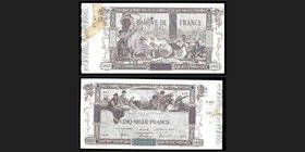 France
5000 Francs, Flameng, type 1918 , 19.01.1918
Ref : F 43.1
Serial Number : S.15
Conservation : VF. 
Plusieurs coupures avec de nombreux pli...