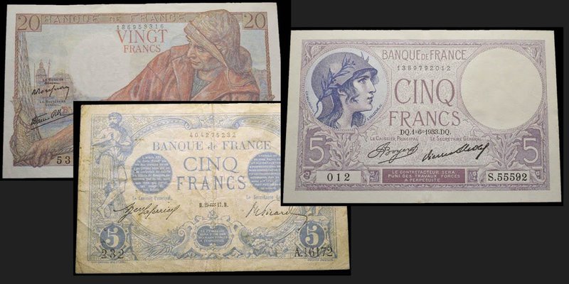France
5 Francs type 1905, 28.01.1917, type 1905 Ref : F2.47 Conservation : VF...